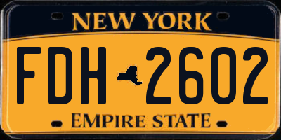 NY license plate FDH2602
