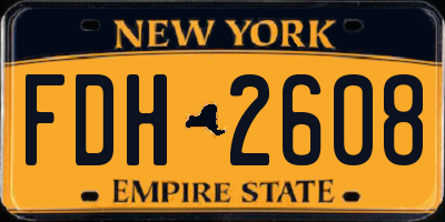NY license plate FDH2608