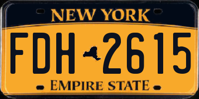NY license plate FDH2615