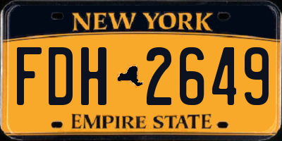 NY license plate FDH2649