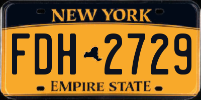 NY license plate FDH2729