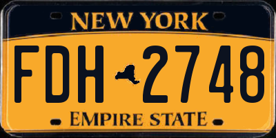 NY license plate FDH2748