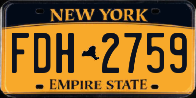 NY license plate FDH2759