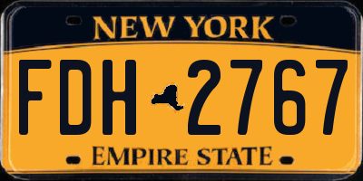 NY license plate FDH2767