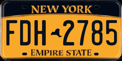 NY license plate FDH2785