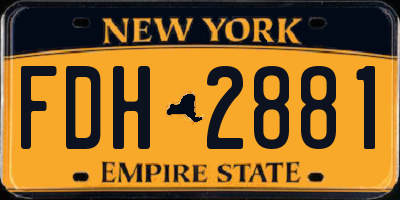 NY license plate FDH2881