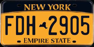 NY license plate FDH2905