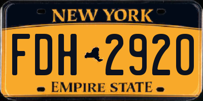 NY license plate FDH2920