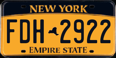 NY license plate FDH2922