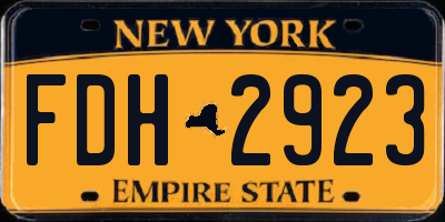 NY license plate FDH2923