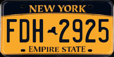 NY license plate FDH2925