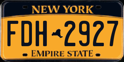 NY license plate FDH2927