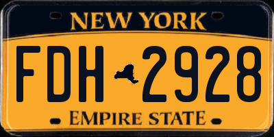 NY license plate FDH2928