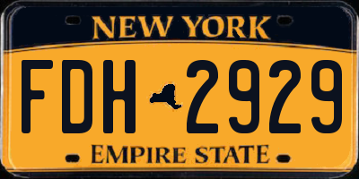 NY license plate FDH2929