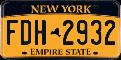 NY license plate FDH2932