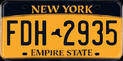 NY license plate FDH2935