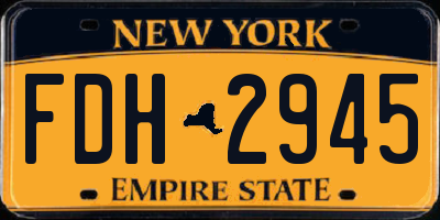 NY license plate FDH2945