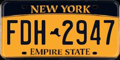 NY license plate FDH2947