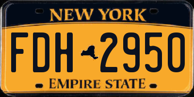 NY license plate FDH2950