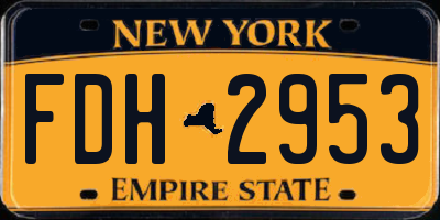 NY license plate FDH2953