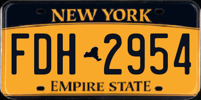 NY license plate FDH2954