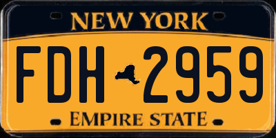 NY license plate FDH2959