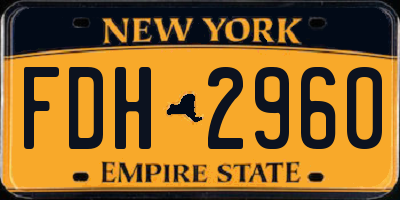 NY license plate FDH2960