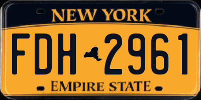 NY license plate FDH2961