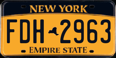 NY license plate FDH2963