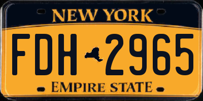 NY license plate FDH2965
