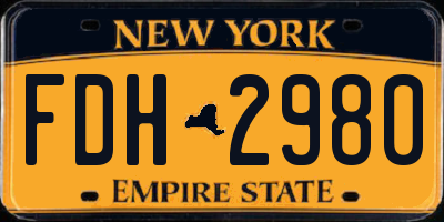 NY license plate FDH2980