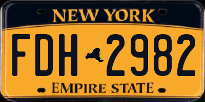 NY license plate FDH2982