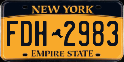 NY license plate FDH2983
