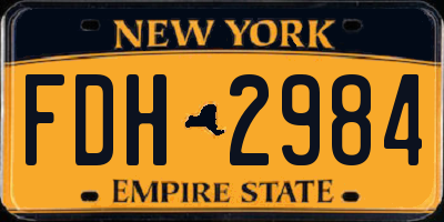 NY license plate FDH2984