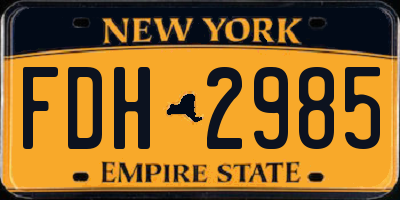 NY license plate FDH2985