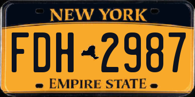 NY license plate FDH2987