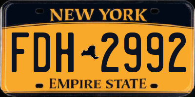 NY license plate FDH2992
