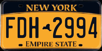 NY license plate FDH2994