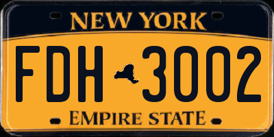 NY license plate FDH3002
