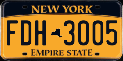 NY license plate FDH3005