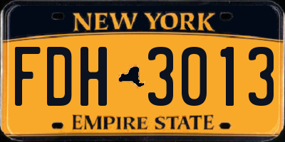NY license plate FDH3013