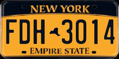 NY license plate FDH3014