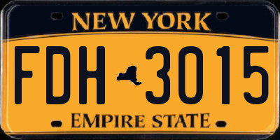 NY license plate FDH3015