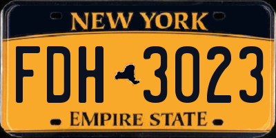 NY license plate FDH3023