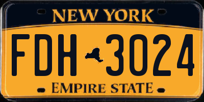 NY license plate FDH3024