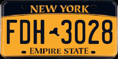 NY license plate FDH3028