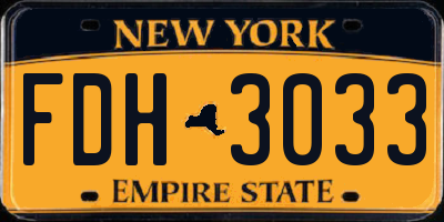 NY license plate FDH3033