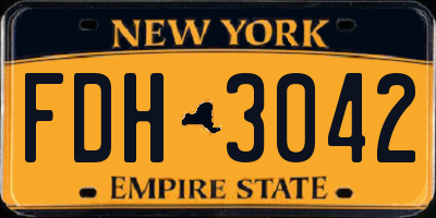 NY license plate FDH3042