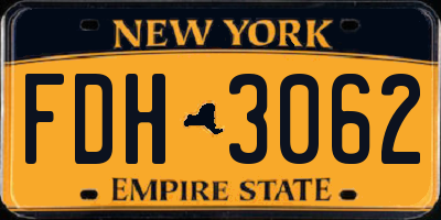 NY license plate FDH3062