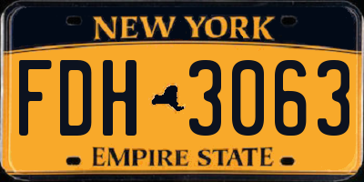 NY license plate FDH3063